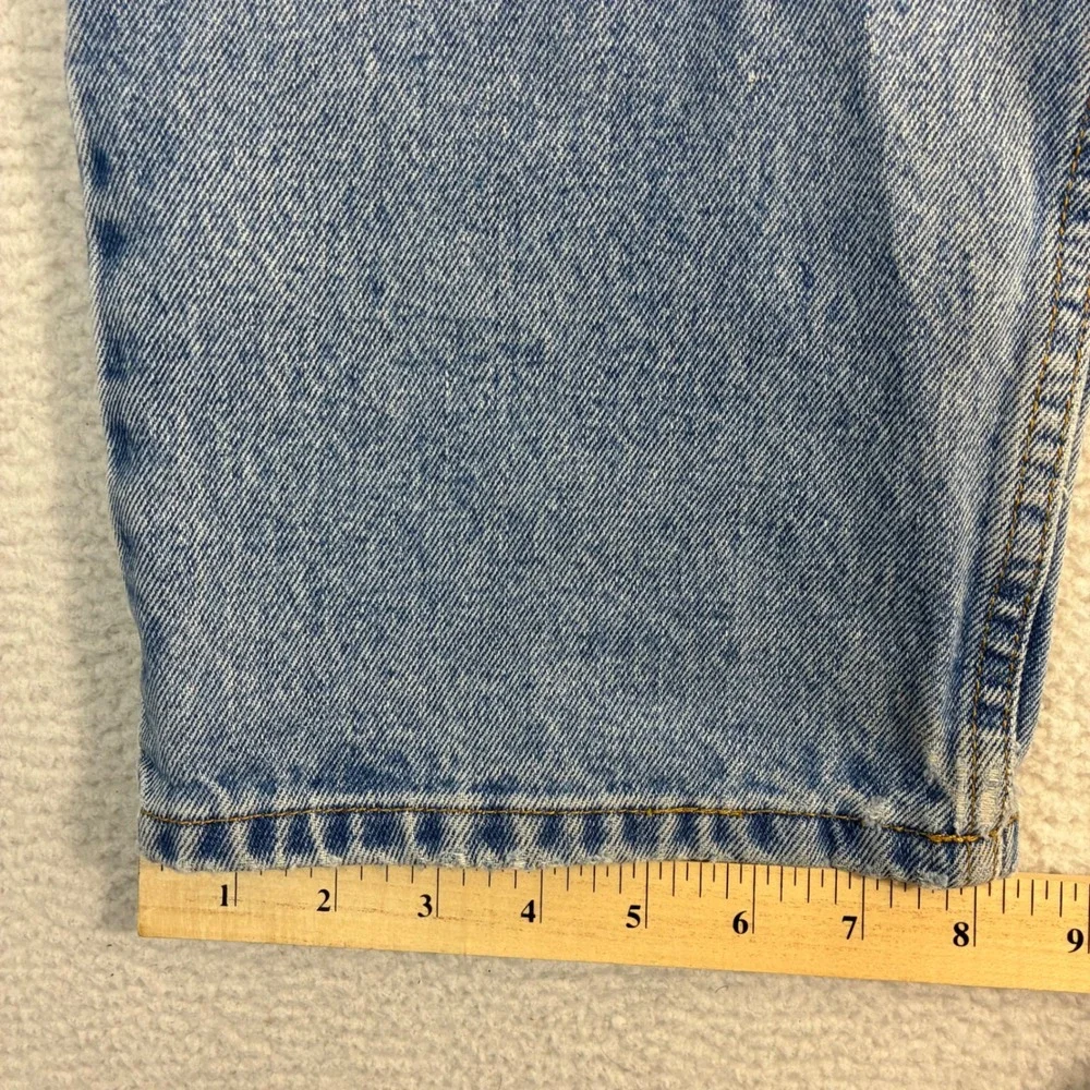 Y2K Polo Ralph Lauren Baggy Jeans Men 36x34 Blue Embroidered Denim Co Distressed